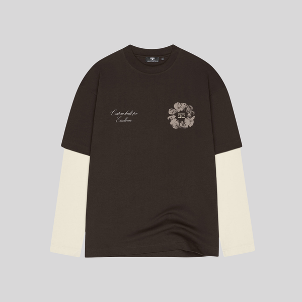 DOUBLE LONGSLEEVE BROWN-CREME JORCUSTOM