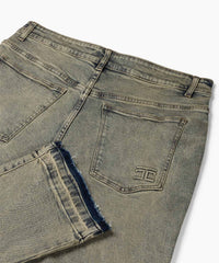 OPEN HEM DENIM WASHED GREEN