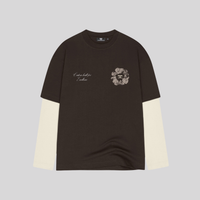 DOUBLE LONGSLEEVE BROWN-CREME