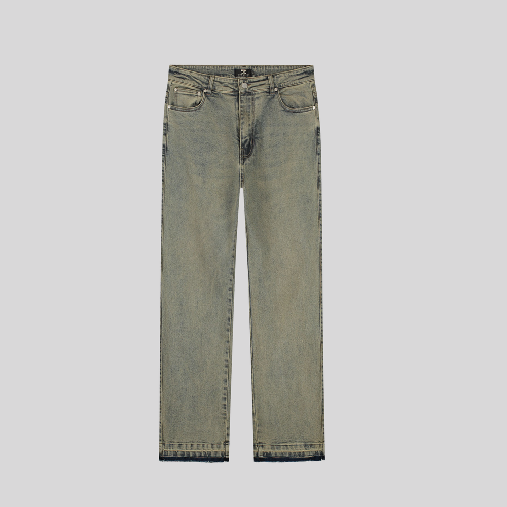 OPEN HEM DENIM WASHED GREEN