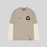 DOUBLE LONGSLEEVE TAUPE-CREME