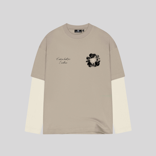 DOUBLE LONGSLEEVE TAUPE-CREME