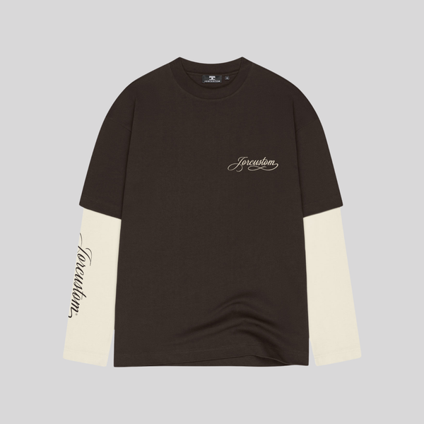 DOUBLE LONGSLEEVE BROWN-CREME