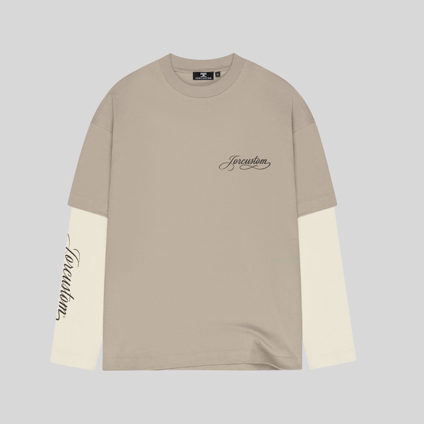 DOUBLE LONGSLEEVE TAUPE-CREME
