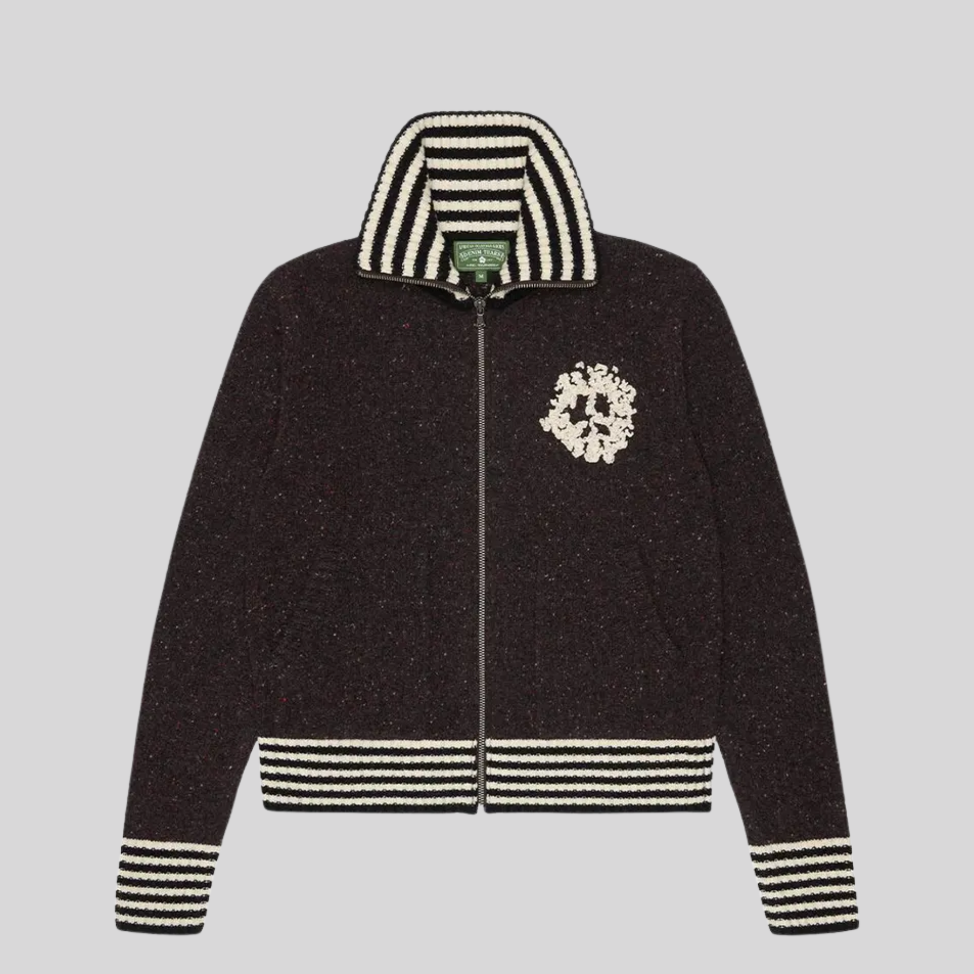 FW25 ZIP UP KNIT SWEATER - BLACK DENIM TEARS